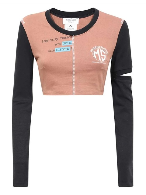 Marine Serre long-sleeve cropped top - Brown - zdjęcie produktu nr 1