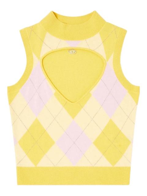 Diesel M-Romko-Sl cutout-neckline wool vest - Yellow - zdjęcie produktu nr 2