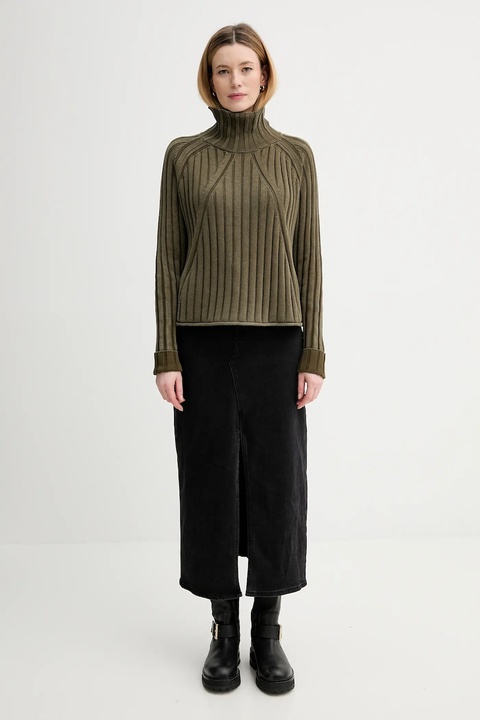 G-Star sweter bawełniany 0 damski kolor zielony z golfem D27172.D630 - zdjęcie produktu nr 1