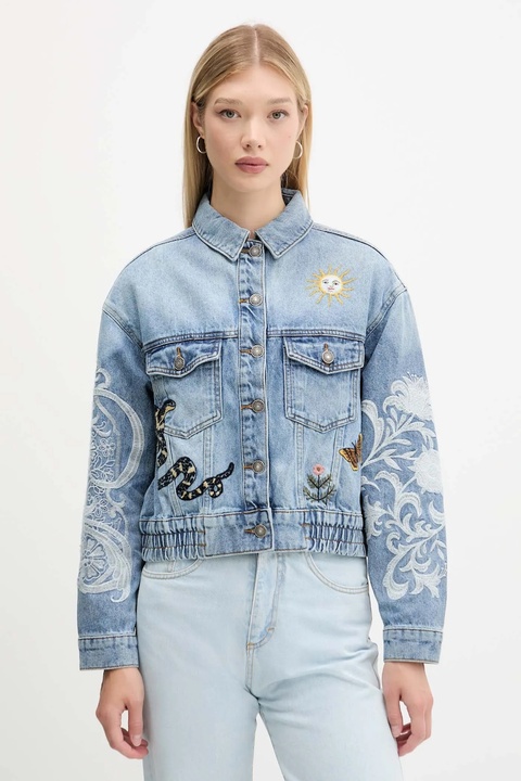 Desigual kurtka jeansowa LANDER kolor niebieski przejściowa 25WWED07 - zdjęcie produktu nr 1
