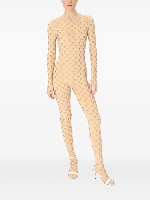 Marine Serre Moon-pattern jersey jumpsuit - Neutrals - zdjęcie produktu nr 1
