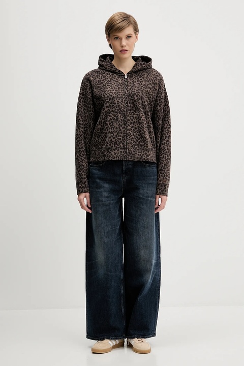 Hollister Co. bluza damska kolor brązowy z kapturem wzorzysta KI352-5223-908 - zdjęcie produktu nr 1