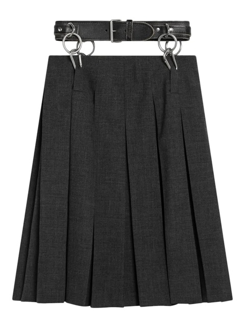 Prada virgin-wool pleated midi skirt - Grey - zdjęcie produktu nr 1