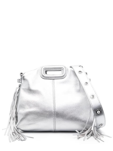 Maje Miss M metallic-effect leather mini bag - Silver - zdjęcie produktu nr 1