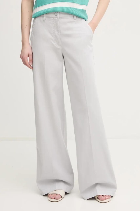 Sisley spodnie damskie kolor szary szerokie high waist 4BYWLE03G - zdjęcie produktu nr 1