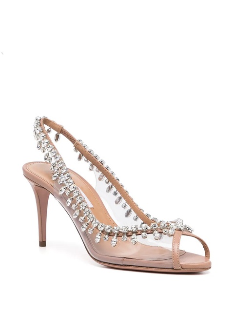 Aquazzura Temptation Crystal 75mm slingback pumps - White - zdjęcie produktu nr 2