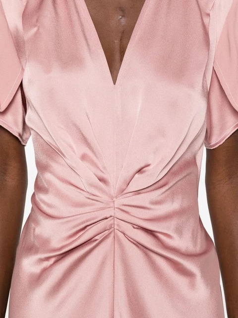 Victoria Beckham V-neck draped midi dress - Pink - zdjęcie produktu nr 2