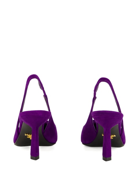 Prada 70mm triangle-logo slingback pumps - Purple - zdjęcie produktu nr 2