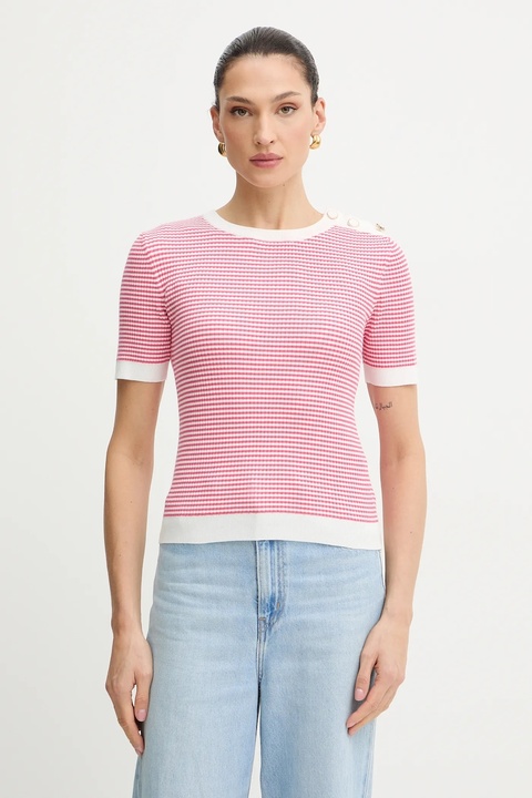 Morgan bluzka damska kolor różowy w pasy MCAMELI - zdjęcie produktu nr 1
