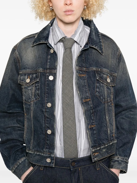Balenciaga off-shoulder denim jacket - Blue - zdjęcie produktu nr 2