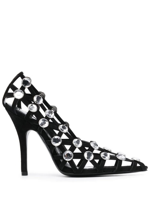 The Attico Grid 105mm rhinestone-embellished pumps - Black - zdjęcie produktu nr 1