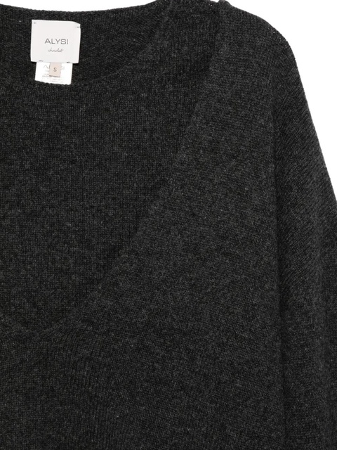 Alysi supersoft v-neck sweater - Grey - zdjęcie produktu nr 2