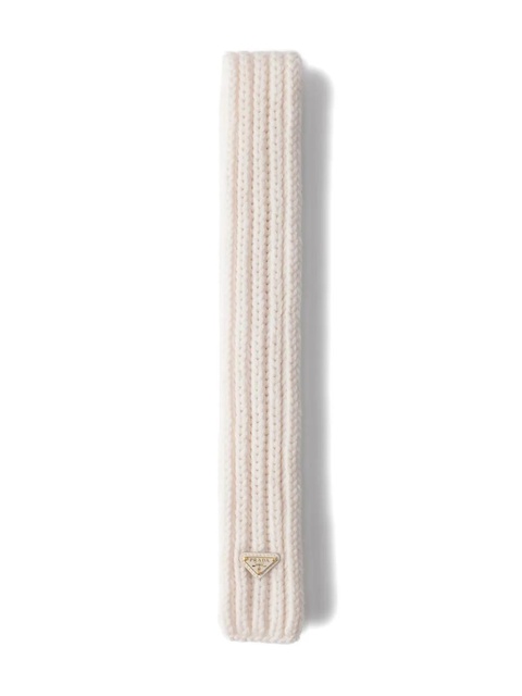 Prada enameled-triangle rib-knit scarf - Neutrals - zdjęcie produktu nr 1