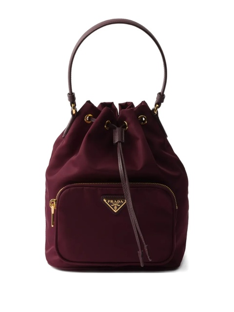 Prada leather-handle drawstring bucket bag - Red - zdjęcie produktu nr 1