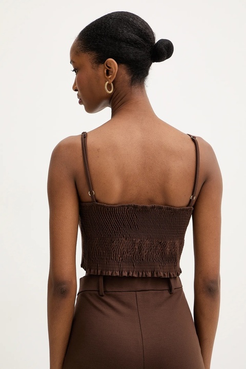 Haveone top damska kolor brązowy gładka RMI-P005 - zdjęcie produktu nr 1