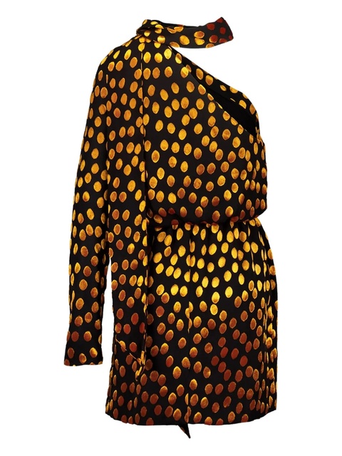 Saint Laurent one-shoulder polka-dot mini dress - Black - zdjęcie produktu nr 2