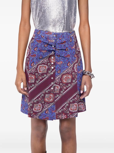 Rabanne paisley-print button-up skirt - V325 blue/burgundy - zdjęcie produktu nr 2
