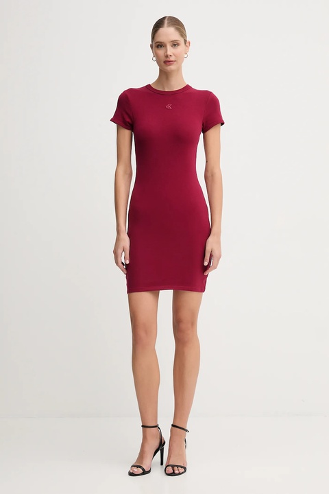 Calvin Klein Jeans sukienka kolor bordowy mini dopasowana LV047B266G - zdjęcie produktu nr 2