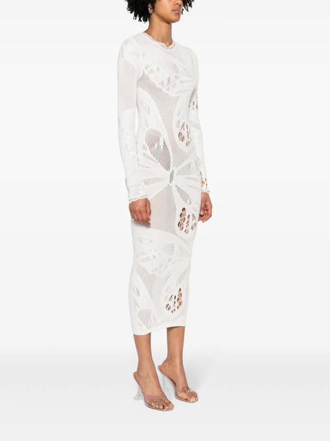 Blumarine lace-trim panelled midi dress - Neutrals - zdjęcie produktu nr 2