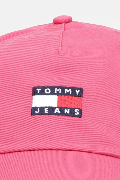 Tommy Jeans czapka z daszkiem bawełniana kolor różowy z aplikacją AW0AW16991 - zdjęcie produktu nr 2