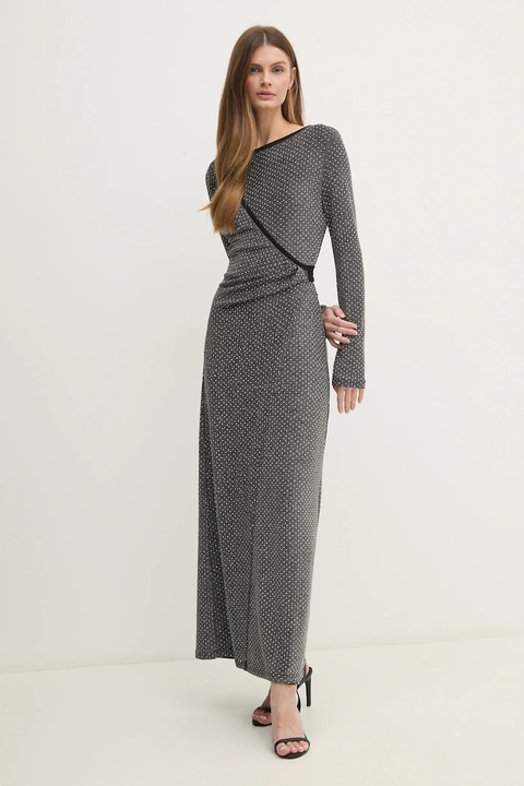DIANE VON FURSTENBERG sukienka kolor szary maxi rozkloszowana DVFDW4S011 - zdjęcie produktu nr 1