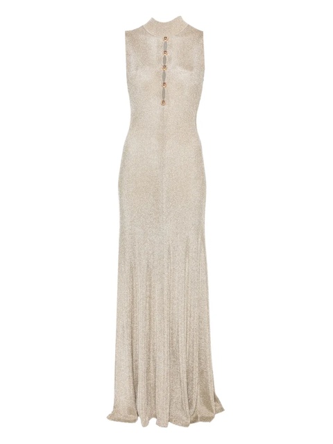 Self-Portrait turtleneck button-front maxi evening dress - Neutrals - zdjęcie produktu nr 1