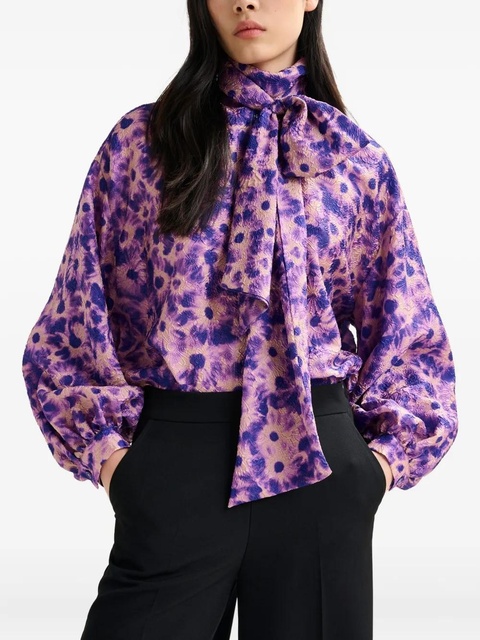 Essentiel Antwerp abstract-print tie-neck blouse - Purple - zdjęcie produktu nr 2