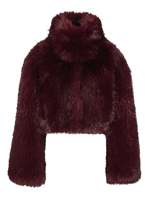 ROTATE BIRGER CHRISTENSEN high-collar faux-fur jacket - Red - zdjęcie produktu nr 1