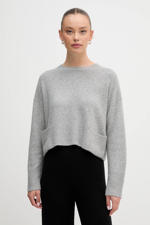 United Colors of Benetton sweter z dodatkiem wełny damski kolor szary lekki 126WD10E4 - zdjęcie produktu nr 1