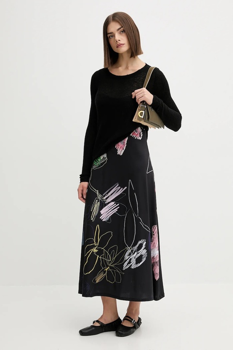 Desigual sukienka KALA kolor czarny midi rozkloszowana 25WWVK25 - zdjęcie produktu nr 2