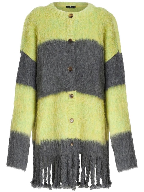 ETRO striped brushed cardi-coat - Grey - zdjęcie produktu nr 1