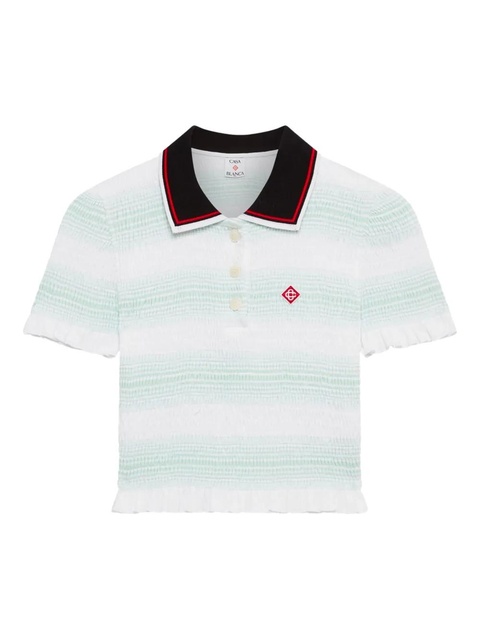 Casablanca striped smocked-detail top - White - zdjęcie produktu nr 1