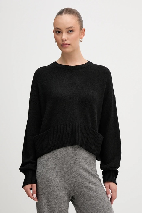 United Colors of Benetton sweter z dodatkiem wełny damski kolor czarny lekki 126WD10E4 - zdjęcie produktu nr 1