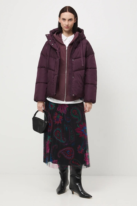 Medicine kurtka damska kolor bordowy zimowa oversize - zdjęcie produktu nr 2