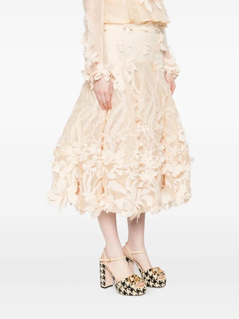 ZIMMERMANN floral-applique midi skirt - Neutrals - zdjęcie produktu nr 2