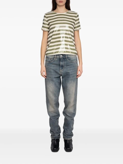 Zadig&Voltaire Tchao sequin stripe T-shirt - Green - zdjęcie produktu nr 1