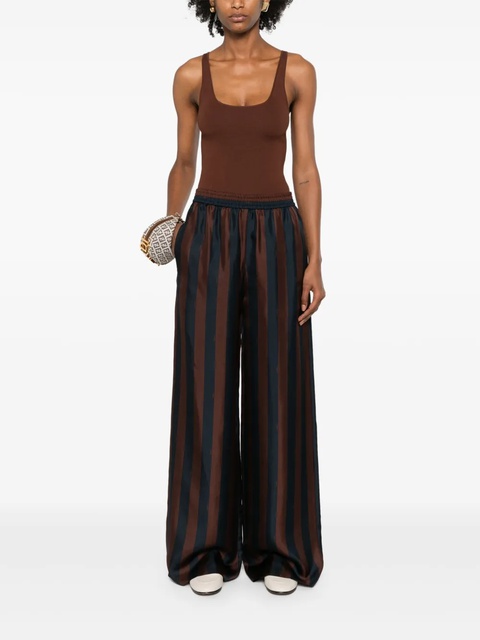FENDI striped silk palazzo pants - Brown - zdjęcie produktu nr 2