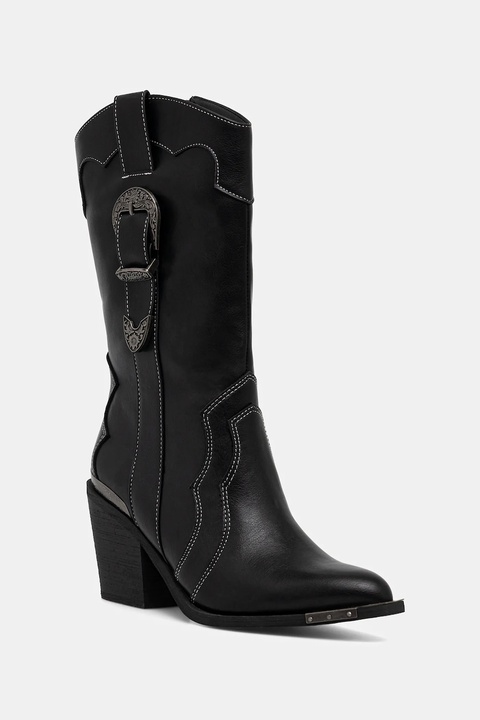Buffalo kowbojki West Bootie Buckle damskie kolor czarny na słupku 1221052-BLK - zdjęcie produktu nr 1