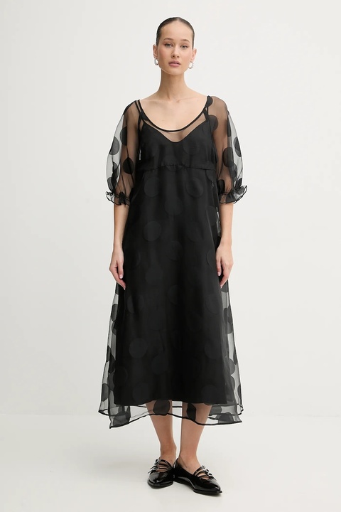 Stine Goya sukienka kolor czarny midi rozkloszowana SG-PS26-D129-2460 - zdjęcie produktu nr 1