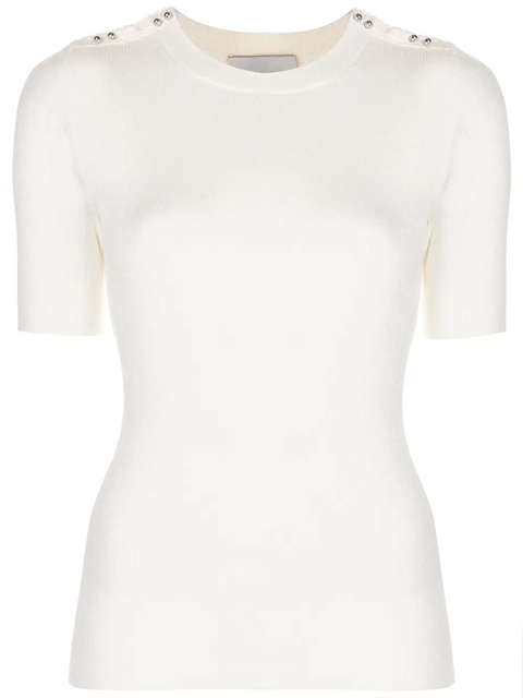 3.1 Phillip Lim button-detail ribbed T-shirt - White - zdjęcie produktu nr 1