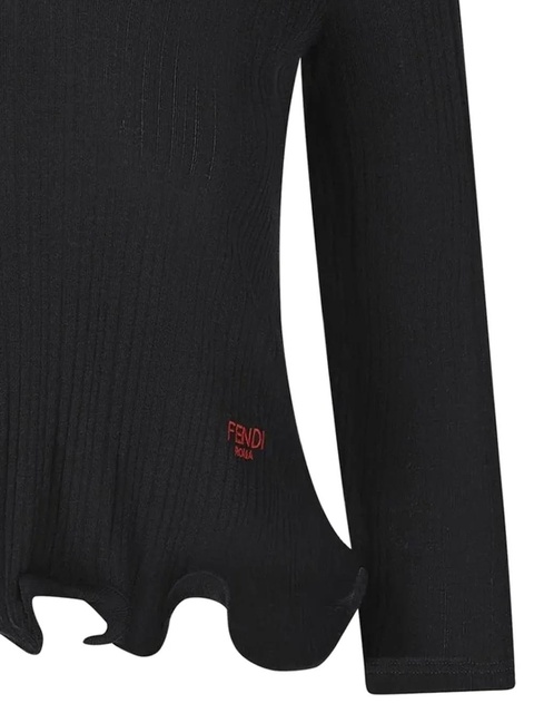 FENDI V-neck ruffled top - Black - zdjęcie produktu nr 2