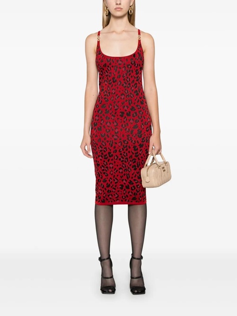 Versace leopard lurex midi dress - Red - zdjęcie produktu nr 2
