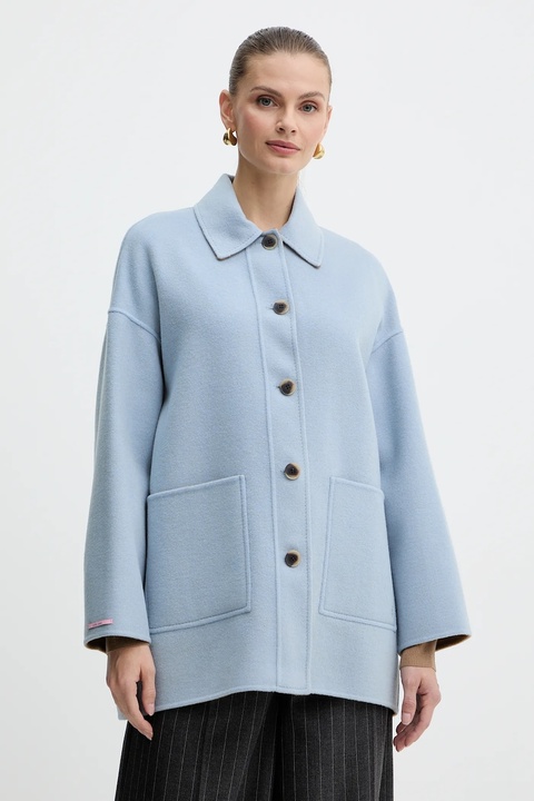 MAX&Co. kurtka wełniana kolor niebieski przejściowa oversize 2526086043200 - zdjęcie produktu nr 1