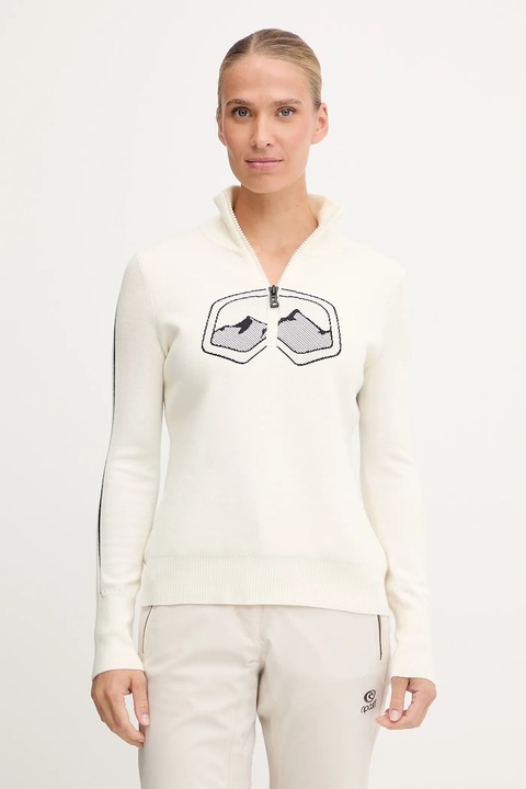 BOGNER Fire+Ice sweter z dodatkiem wełny AZRA damski kolor beżowy lekki z półgolfem 84538499 - zdjęcie produktu nr 1