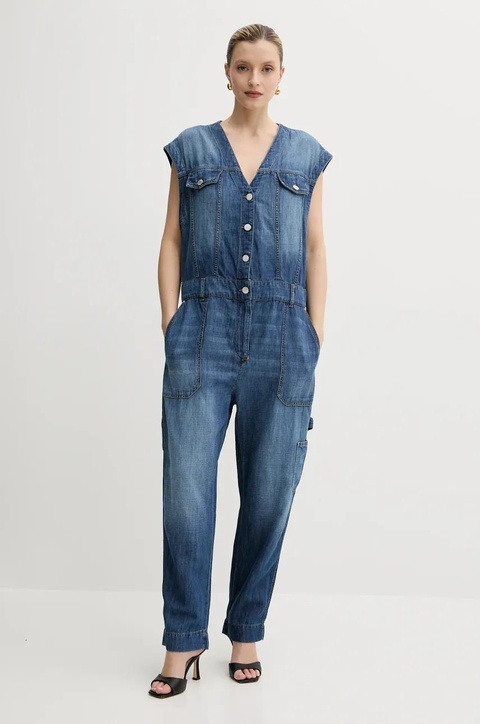 Pinko kombinezon jeansowy kolor niebieski z domieszką lnu 104824 A2GQ - zdjęcie produktu nr 1