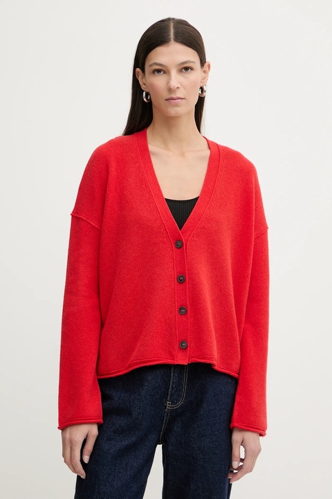 Marc O'Polo kardigan wełniany damski kolor czerwony 600605461119 - zdjęcie produktu nr 1