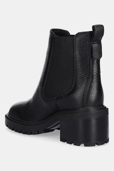 Tommy Hilfiger sztyblety skórzane TH LEATHER CHELSEA CLEATED HEEL damskie kolor czarny na słupku FW0FW08774 - zdjęcie produktu nr 2