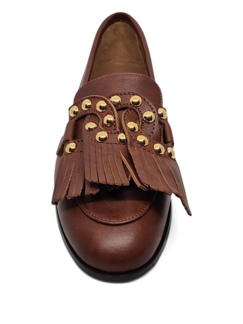 Casadei fringe-embellished studded loafers - Brown - zdjęcie produktu nr 2