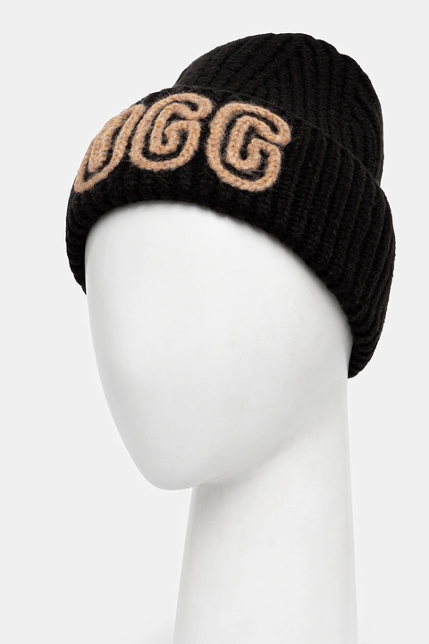UGG czapka z domieszką wełny CHUNKY kolor czarny 102345 - zdjęcie produktu nr 2