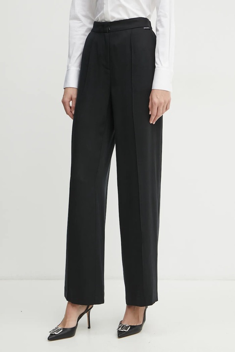 Karl Lagerfeld spodnie damskie kolor czarny proste high waist A1W10070 - zdjęcie produktu nr 1